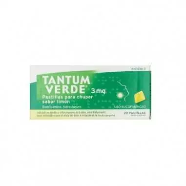 Tantum Verde 3 mg 20 Pastillas para Chupar Limón Angelini farmacéutica - 1